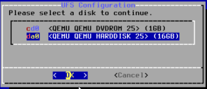OPNsense Firewall installieren 5 Dir richtige Festplatte für OPNsense auswählen