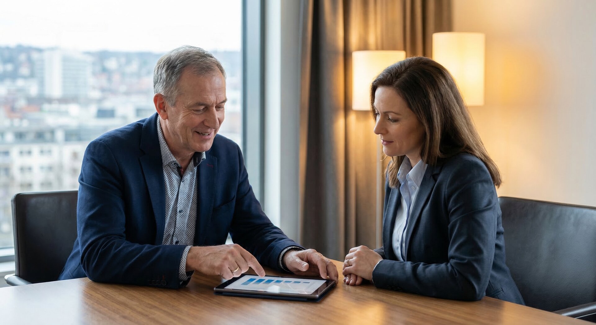 IT-Consulting – Beratungsgespräch am Tisch Erfahrener IT-Berater im Beratungsgespräch mit Kunden